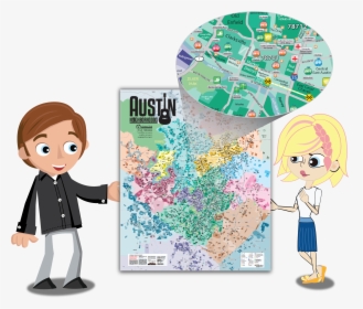 Neighborhood Map Of Austin Texas Printed - Cartoon, HD Png Download, Transparent PNG