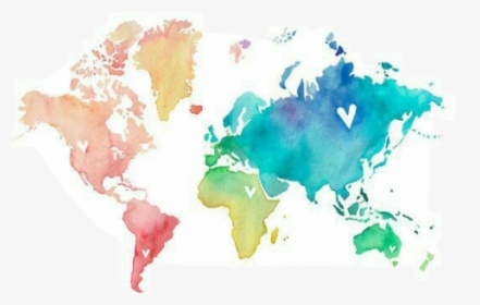 #continents #colorful #watercolor - Cute World Map, HD Png Download, Transparent PNG