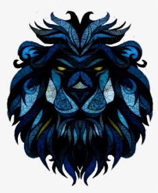 #lion #geometric #badass #fierce #wild #bigcat #stickers - Blue Abstract Lion, HD Png Download, Transparent PNG