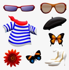 Clothing Accessories, Beret, Sunglasses, Shoes - Butterfly, HD Png Download, Transparent PNG