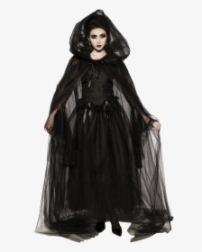 Sheer Black Hooded Cape - Gothic Witch Costume, HD Png Download, Transparent PNG