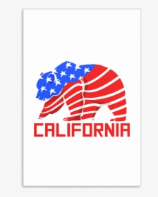 Grizzly Bear California Usa American Flag Canvas Art - American Flag California Bear, HD Png Download, Transparent PNG