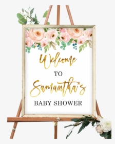 Pink And Gold Floral Welcome Sign - Welcome To Baby Shower Pumpkin Sign, HD Png Download, Transparent PNG