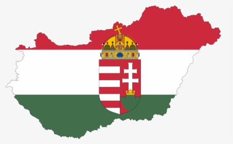 Hungary Map Flag With Stroke And Coat Of Arms - Map Of Hungary With Flag, HD Png Download, Transparent PNG