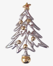 Vintage Modern Silver And Gold Tone Christmas Tree - Christmas Ornament, HD Png Download, Transparent PNG