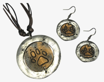 Silver And Copper Bear Paw Jewelry Set - Locket, HD Png Download, Transparent PNG