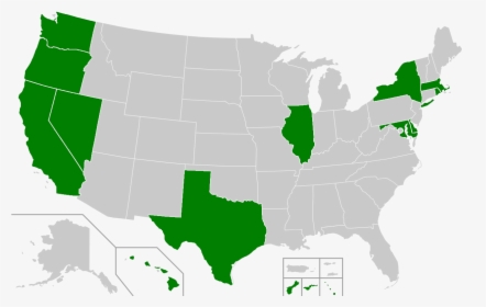 Shark Fin Ban Map Us 2018 - States With Red Flag Laws, HD Png Download, Transparent PNG