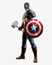 America Universe Cinematic Thor Captain Marvel Clipart - Captain America With Thor Hammer, HD Png Download, Transparent PNG