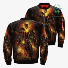 Ghost Rider Skull Over Print Jacket %tag Familyloves - Leather Jacket With Reaper On Back, HD Png Download, Transparent PNG