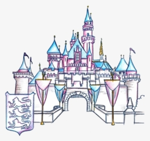 Disney Castle Disneyland Clipart Transparent Png - Disneyland Castle Drawing, Png Download, Transparent PNG