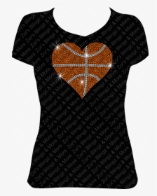 Basketball Mega Bling Heart Rhinestone T-shirt Design - Vinyl Shirt Designs For Boys, HD Png Download, Transparent PNG