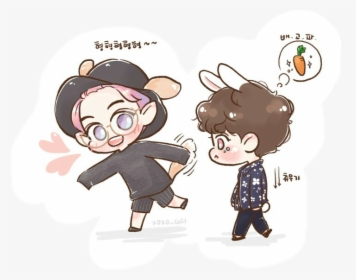 Exo Suho Chanyeol Exo-k Cute Fanart , Png Download - Exo Cartoon Picture Chanyeol, Transparent Png, Transparent PNG