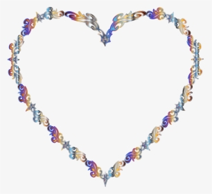 Colorful Fancy Decorative Line Art Heart 2 Clip Arts - Necklace, HD Png Download, Transparent PNG