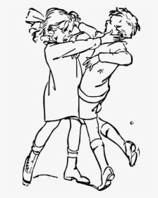 Fighting Family Clipart Black And White , Png Download - Girl And Boy Fighting Drawing, Transparent Png, Transparent PNG