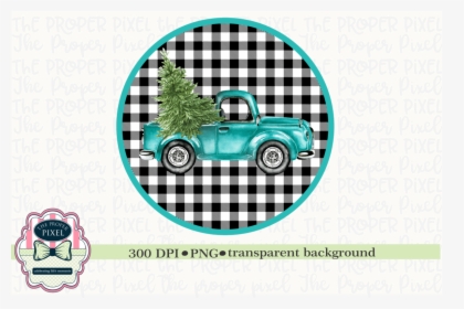 Vintage Truck With Christmas Tree Sublimation Printable - Buffalo Plaid Christmas Tree, HD Png Download, Transparent PNG