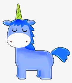 Unicorn, Cartoon, Blue, Boy Unicorn, Happy, Colorful - Blue Unicorn Clip Art, HD Png Download, Transparent PNG