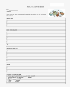 Potluck Signup Sheet Excel New Free Printable Sign - Potluck Sign Up Sheet For Work, HD Png Download, Transparent PNG