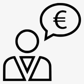 Business Man Talking Thinking Money Euro Currency - Guy Thinking Of Money Icon, HD Png Download, Transparent PNG