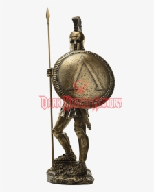 Spartan Warrior With Spear And Hoplite Shield Statue - Bronze Sculpture, HD Png Download, Transparent PNG