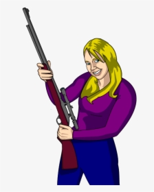 Hunting Clip Art In Free Clipart - Lady With Gun Clip Art, HD Png Download, Transparent PNG