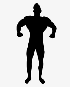 Muscle Man Silhouette Clipart - Silhouette Of Bodybuilder Png, Transparent Png, Transparent PNG
