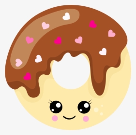Chocolate Heart Doughnut Kawaii - Kawaii Donut Clip Art, HD Png Download, Transparent PNG