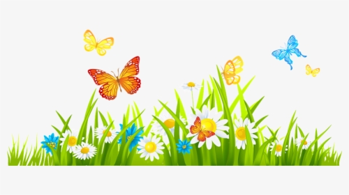 Grass With Flower Background Png - Grass And Flowers Clipart, Transparent Png, Transparent PNG