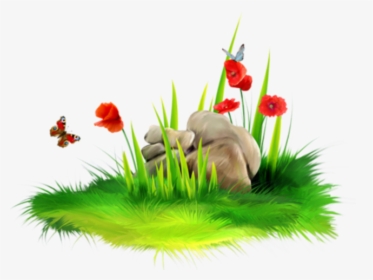 Transparent Mowing Clipart - Rock On Grass Clipart, HD Png Download, Transparent PNG