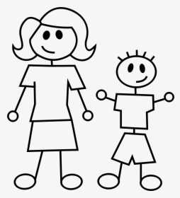 Clipart Children Stick Figure - Mom Clipart Black And White, HD Png Download, Transparent PNG