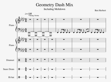 Geometry Dash Mix Sheet Music Composed By Ben Herbert - Sheet Music, HD Png Download, Transparent PNG