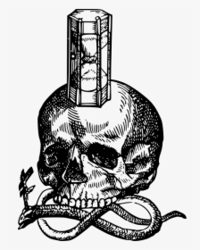 Hourglass, Medieval, Skull, Snake, Woodcut - Skull Snake Hourglass, HD Png Download, Transparent PNG