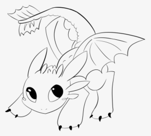 Toothless Lineart By Araly - Easy Baby Toothless Drawing, HD Png Download, Transparent PNG