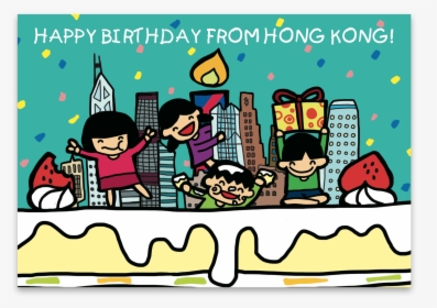 Happy Birthday From Hong Kong Skyline Cake - Cartoon, HD Png Download, Transparent PNG