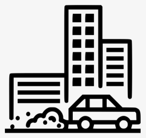 Savefuel Waste Building Svg - Building With Car Icon, HD Png Download, Transparent PNG