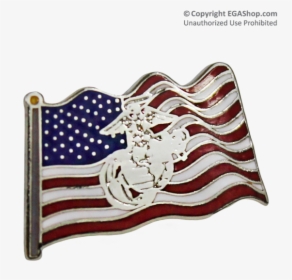 Lapel Pin American Flag - American Flag And Eagle Globe And Anchor Lapel Pin, HD Png Download, Transparent PNG