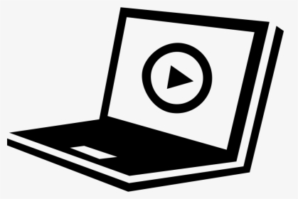 Laptop With Play Button On Screen - Books And Laptop Icon, HD Png Download, Transparent PNG