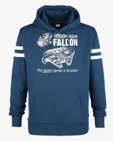 Millenium Falcon Blue Hooded Sweater Roughened Insideribbed - Hoodie, HD Png Download, Transparent PNG