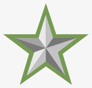 Silver Star With Green Border - Red And Yellow Stars, HD Png Download, Transparent PNG
