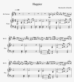Happier Clarinet Sheet Music Marshmello , Png Download - Dynasty Piano Sheet Music, Transparent Png, Transparent PNG