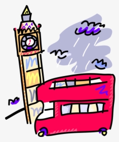 Vector Illustration Of Double-decker Bus In London, - Big Ben Clip Art, HD Png Download, Transparent PNG