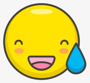 Grinning Face With Sweat Emoji - Png Cartoon Relieved, Transparent Png, Transparent PNG