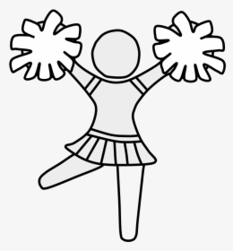 Cheerleader, Pom-poms, Black And White - Line Art, HD Png Download, Transparent PNG