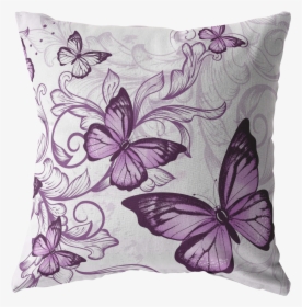 Purple Butterfly Pillow In White - Cushion, HD Png Download, Transparent PNG