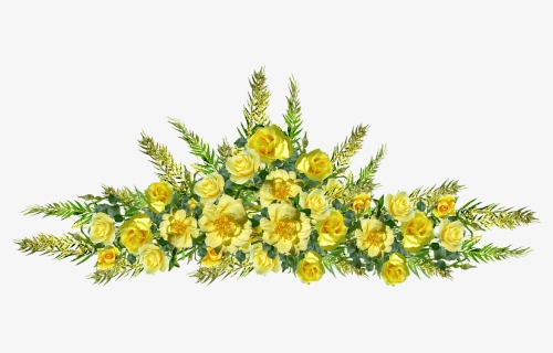 Flowers, Yellow, Roses, Arrangement, Decoration - Flowers Yellow Decoration, HD Png Download, Transparent PNG
