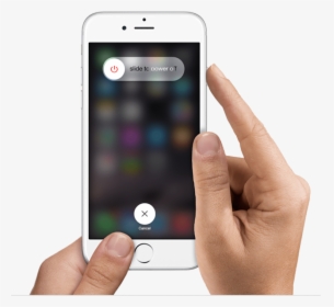 2 Hands Holding An Iphone - Iphone Turn Off Button, HD Png Download, Transparent PNG
