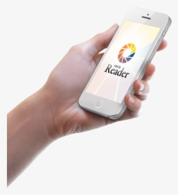 Hand Holding A Mobile Phone With Knfb Reader Logo On - Knfb Reader, HD Png Download, Transparent PNG