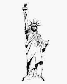 #silhouette #siluet #statue #statues #architecture - Cartoon Drawing Statue Of Liberty, HD Png Download, Transparent PNG