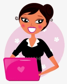 Clipart Computer Business Woman - Girl Doing Computers Cartoon, HD Png Download, Transparent PNG