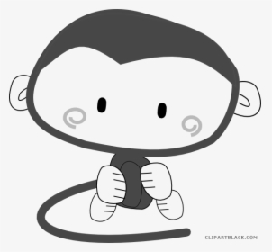 Cute Monkey Animal Free Black White Clipart Images - Cute Monkey, HD Png Download, Transparent PNG