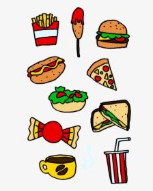 Food Clipart Bad - Drawing Of Healthy Food And Junk Food, HD Png Download, Transparent PNG